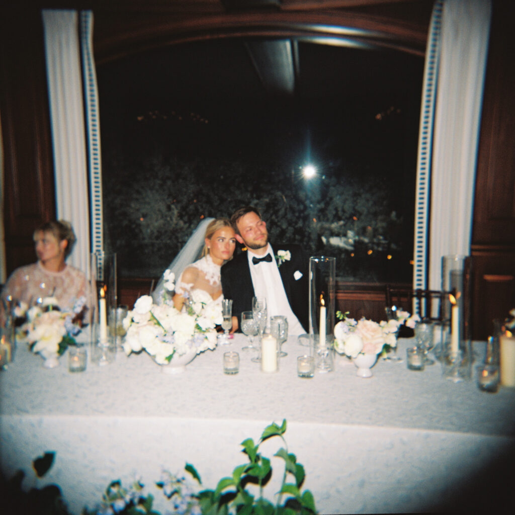 bride and groom during speeches